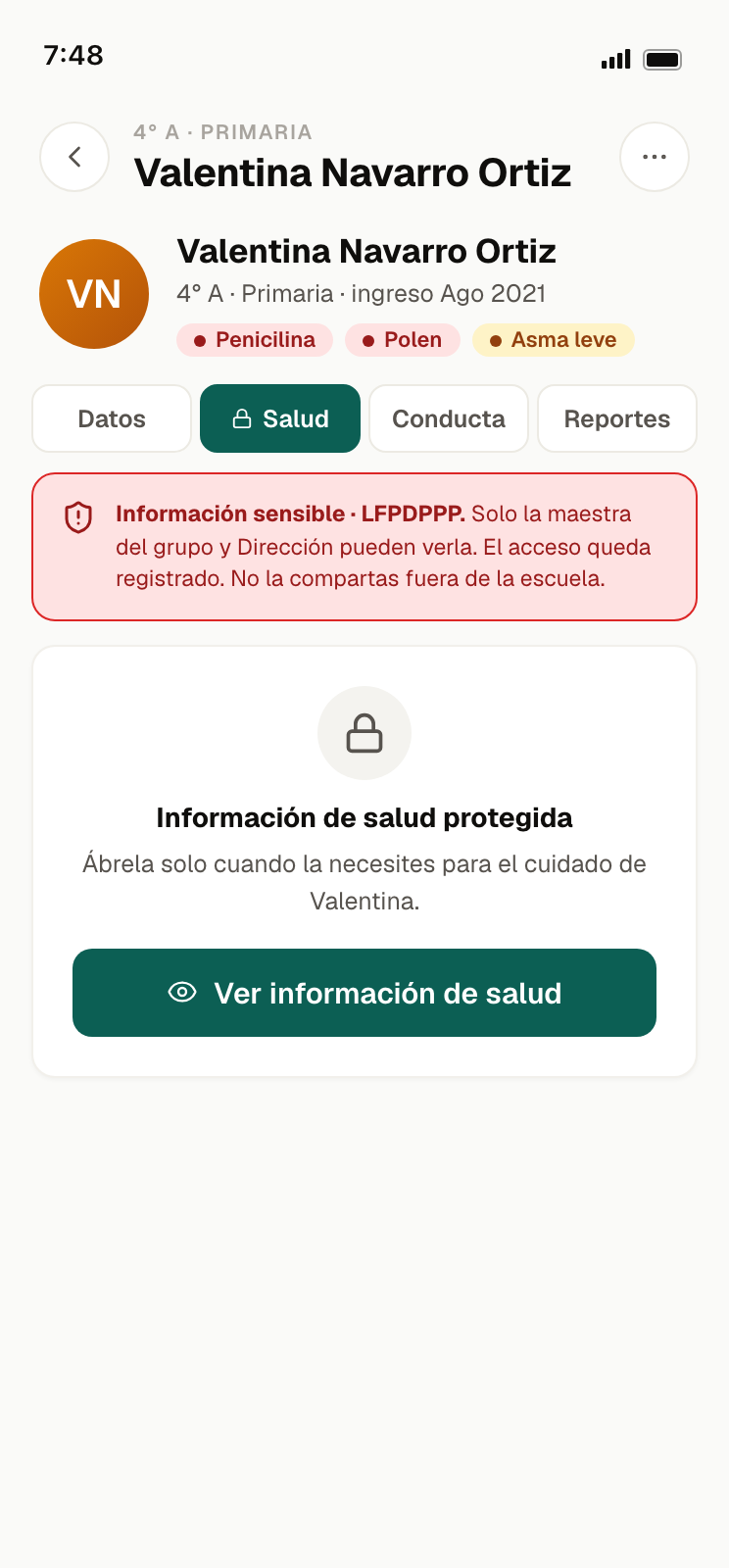 Salud sensible, bajo llave