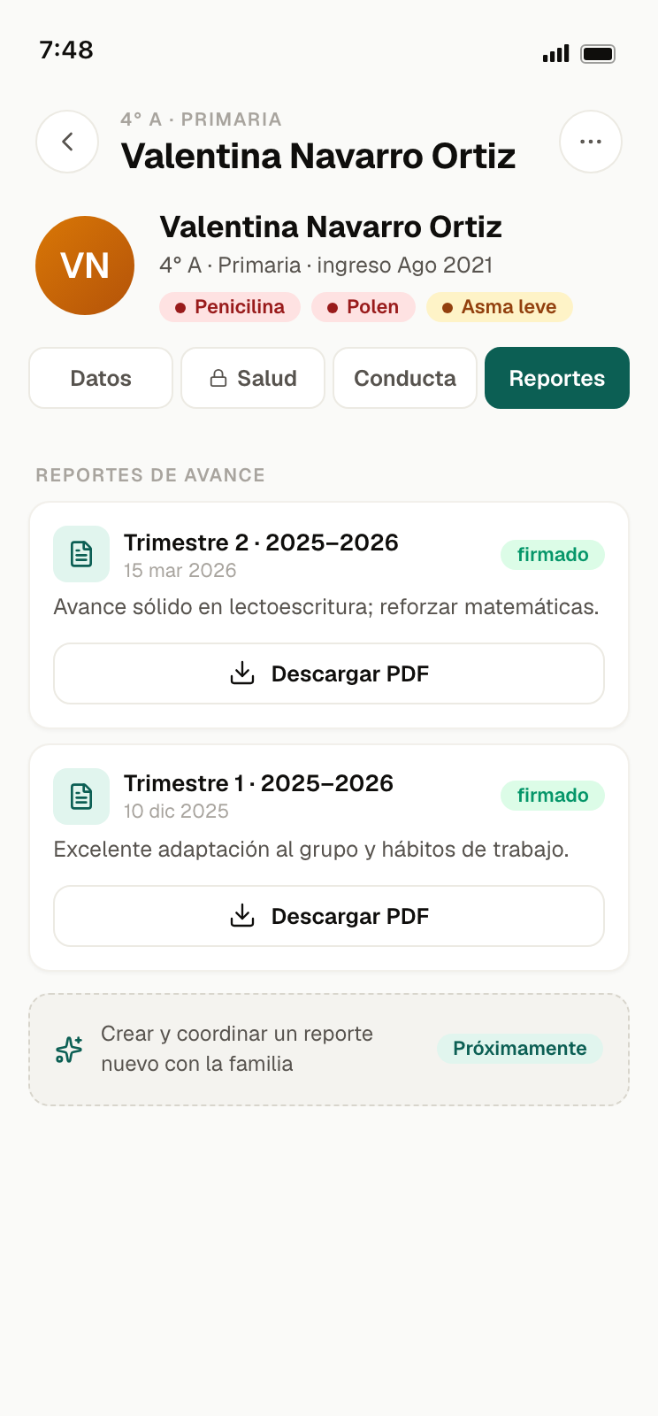 Reportes de avance